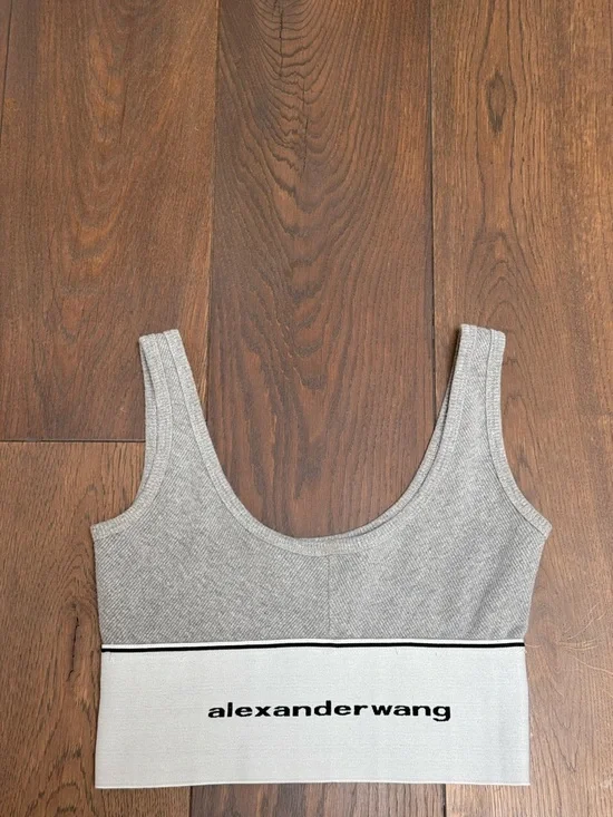 Alexander Wang Grey Logo Crop Tank & Skirt Set - Picture 3 of 5